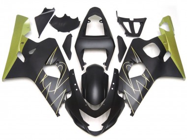 Matte Black and Gold Corona Custom 2004-2005 GSXR 600-750 Motorcycle Fairing