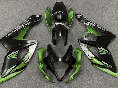Matte Black and Green 2005-2006 GSXR 1000 Motorcycle Fairing