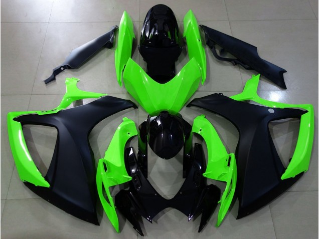 Matte Black and Green 2006-2007 GSXR 600-750 Motorcycle Fairing Matte Black and Green 2006-2007 GSXR 600-750 Motorcycle Fairing