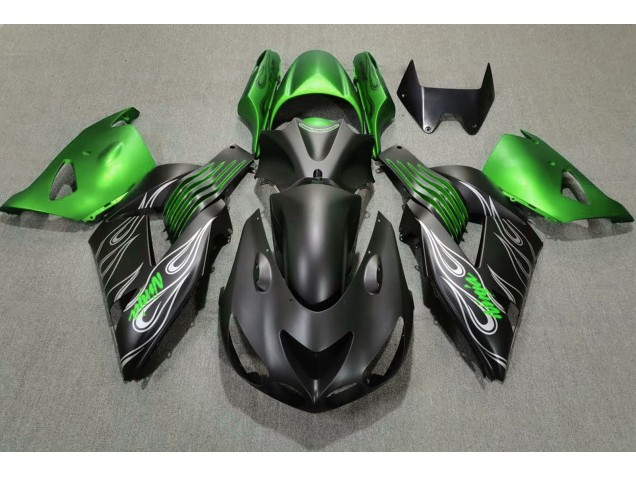 Matte Black and Green 2006-2011 ZX14R Motorcycle Fairing Matte Black and Green 2006-2011 ZX14R Motorcycle Fairing
