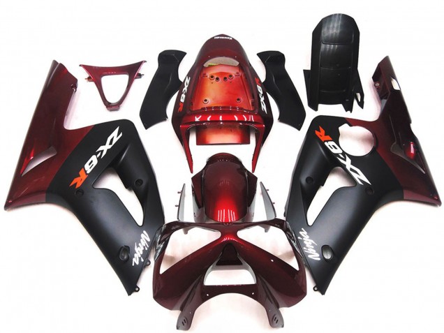 Matte Black and Maroon 2003-2004 ZX6R Motorcycle Fairing Matte Black and Maroon 2003-2004 ZX6R Motorcycle Fairing