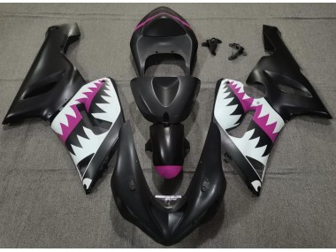 Matte Black and Pink Shark 2005-2006 ZX6R Motorcycle Fairing