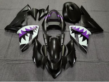 Matte Black and Purple Shark 2004-2005 ZX10R Motorcycle Fairing