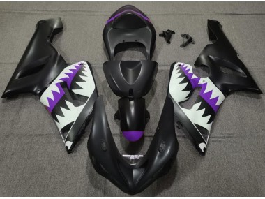 Matte Black and Purple Shark 2005-2006 ZX6R Motorcycle Fairing