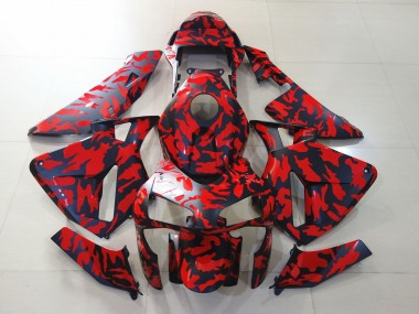 Matte Black and Red Camo 2003-2004 CBR600RR Motorcycle Fairing