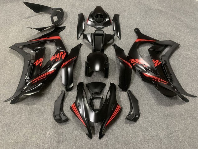 Matte Black w Red 2016-2019 ZX10R Motorcycle Fairing Matte Black w Red 2016-2019 ZX10R Motorcycle Fairing