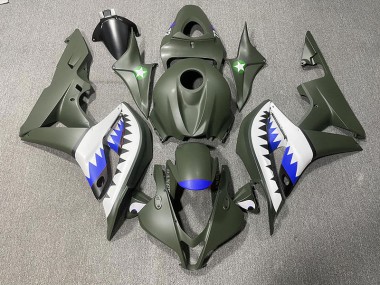 Matte Green & Blue Shark 2007-2008 CBR600RR Motorcycle Fairing