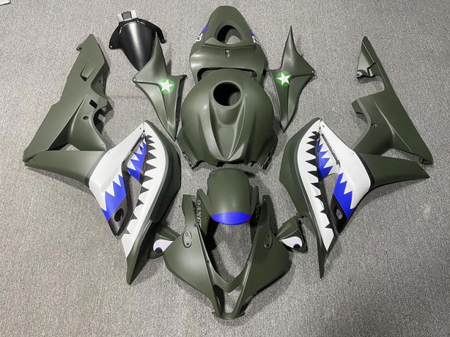 Matte Green & Blue Shark 2007-2008 CBR600RR Motorcycle Fairing Matte Green & Blue Shark 2007-2008 CBR600RR Motorcycle Fairing