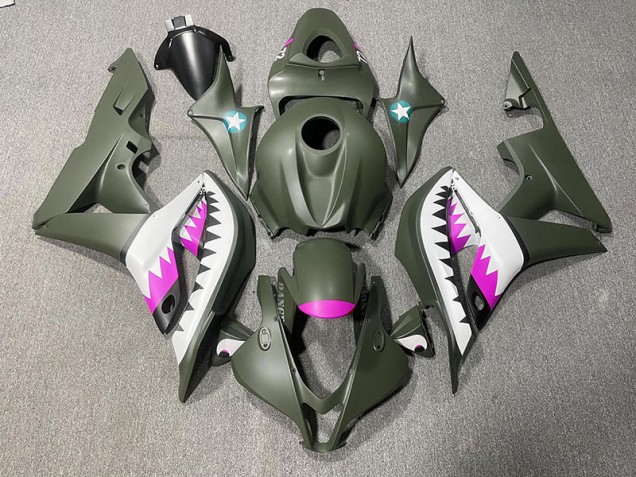 Matte Green & Pink Shark 2007-2008 CBR600RR Motorcycle Fairing Matte Green & Pink Shark 2007-2008 CBR600RR Motorcycle Fairing