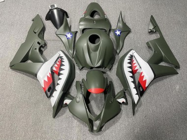 Matte Green & Red Shark 2007-2008 CBR600RR Motorcycle Fairing