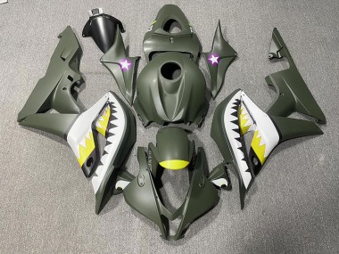 Matte Green & Yellow Shark 2007-2008 CBR600RR Motorcycle Fairing