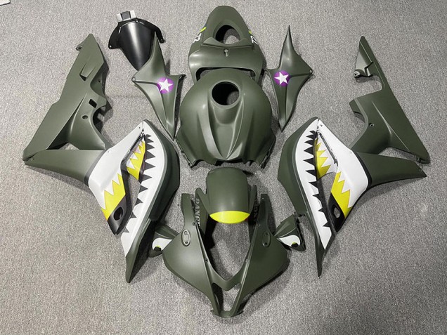 Matte Green & Yellow Shark 2007-2008 CBR600RR Motorcycle Fairing Matte Green & Yellow Shark 2007-2008 CBR600RR Motorcycle Fairing