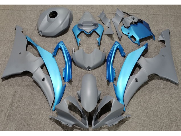 Matte Grey & Sky Blue 2008-2016 R6 Motorcycle Fairing Matte Grey & Sky Blue 2008-2016 R6 Motorcycle Fairing