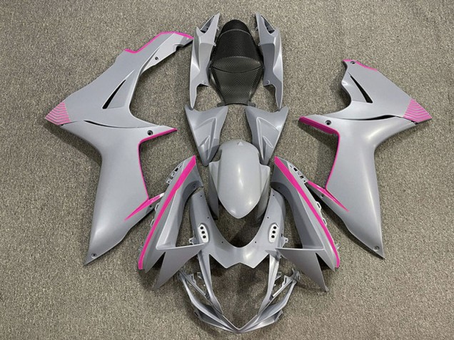 Matte Nardo Grey & Pink Accents 2011-2024 GSXR 600-750 Motorcycle Fairing Matte Nardo Grey & Pink Accents 2011-2024 GSXR 600-750 Motorcycle Fairing