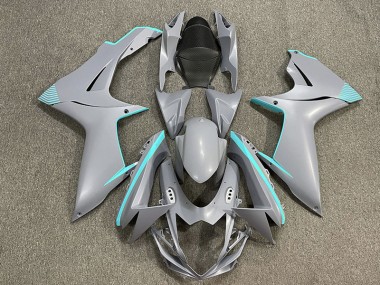 Matte Nardo Grey & Teal Accents 2011-2024 GSXR 600-750 Motorcycle Fairing
