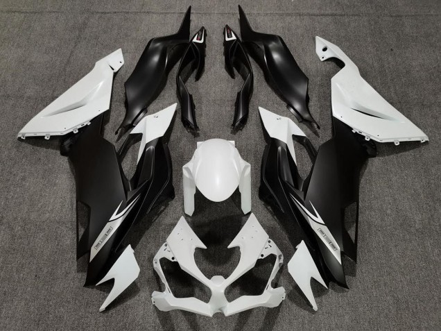 Matte Pearl White and Black 2019-2023 ZX6R Motorcycle Fairing Matte Pearl White and Black 2019-2023 ZX6R Motorcycle Fairing