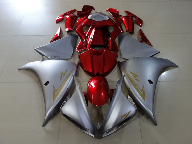Matte Silver & Gloss Red 2009-2011 R1 Motorcycle Fairing Matte Silver & Gloss Red 2009-2011 R1 Motorcycle Fairing