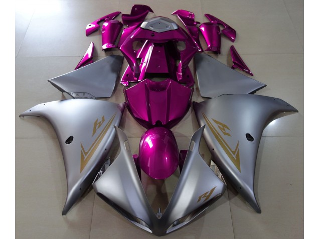 Matte Silver & Pink 2009-2011 R1 Motorcycle Fairing Matte Silver & Pink 2009-2011 R1 Motorcycle Fairing