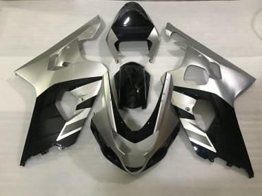 Matte Silver and Black 2004-2005 GSXR 600-750 Motorcycle Fairing