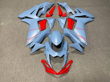 Matte Sky Blue & Red 2011-2024 GSXR 600-750 Motorcycle Fairing
