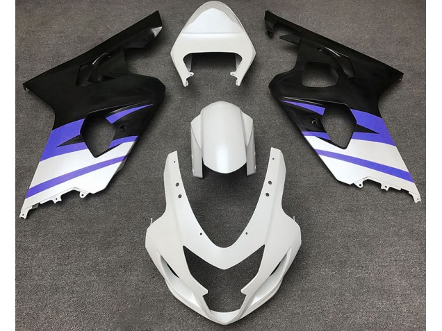 Matte White & Blue 2004-2005 GSXR 600-750 Motorcycle Fairing Matte White & Blue 2004-2005 GSXR 600-750 Motorcycle Fairing