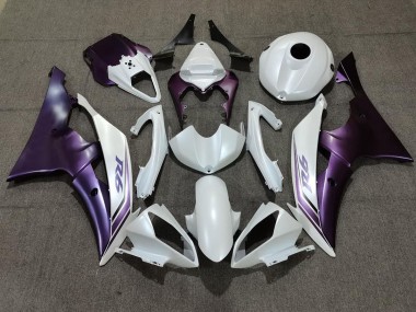 Matte White and Purple 2008-2016 R6 Motorcycle Fairing