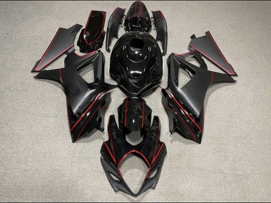 Matte and Gloss Black & Red Trim 2007-2008 GSXR 1000 Motorcycle Fairing