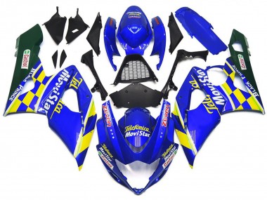 MoviStar Blue and Yellow Check 2005-2006 GSXR 1000 Motorcycle Fairing
