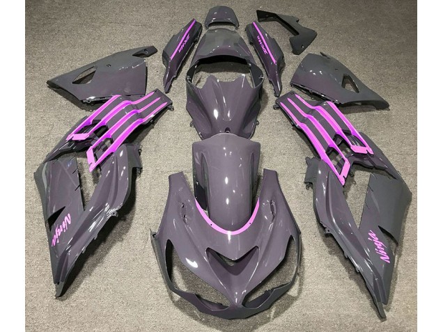 Nardo Grey & Pink 2012-2021 ZX14R Motorcycle Fairing Nardo Grey & Pink 2012-2021 ZX14R Motorcycle Fairing