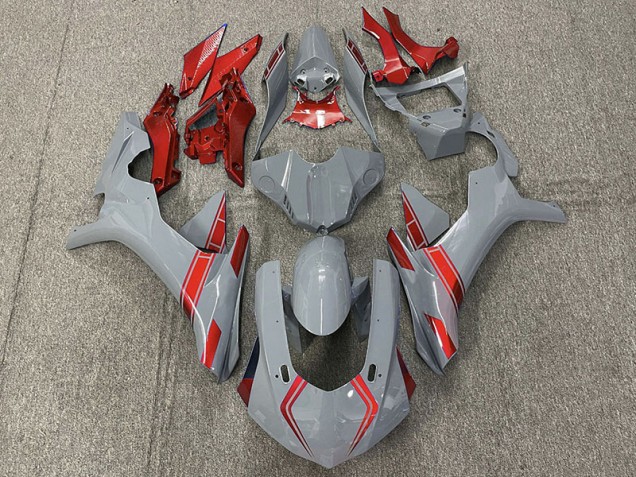 Nardo Grey & Red Accents 2015-2019 R1 Motorcycle Fairing Nardo Grey & Red Accents 2015-2019 R1 Motorcycle Fairing