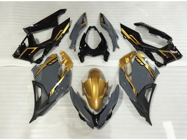 Nardo Grey and Gold 2018-2023 Ninja 400 Motorcycle Fairing Nardo Grey and Gold 2018-2023 Ninja 400 Motorcycle Fairing