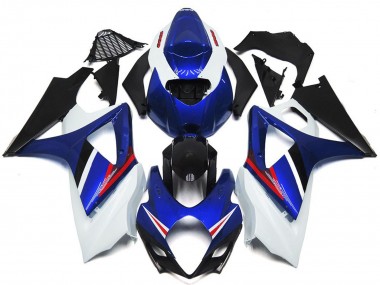 OEM Style Gloss Blue and White Red 2007-2008 GSXR 1000 Motorcycle Fairing