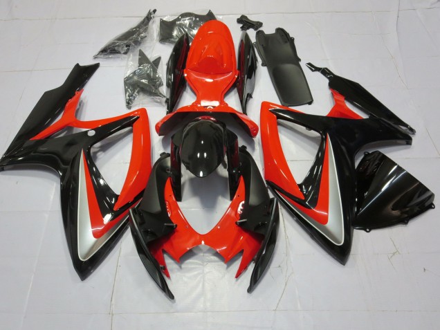 Orange Silver and Black 2006-2007 GSXR 600-750 Motorcycle Fairing Orange Silver and Black 2006-2007 GSXR 600-750 Motorcycle Fairing