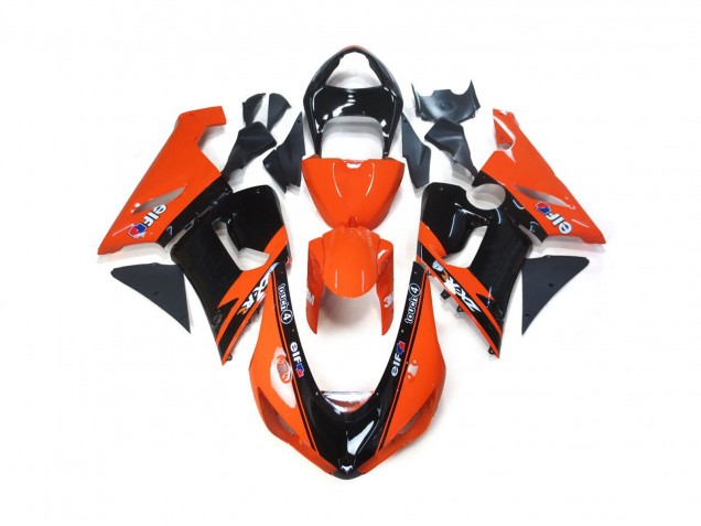 Orange and Black Elf 2005-2006 ZX6R Motorcycle Fairing Orange and Black Elf 2005-2006 ZX6R Motorcycle Fairing