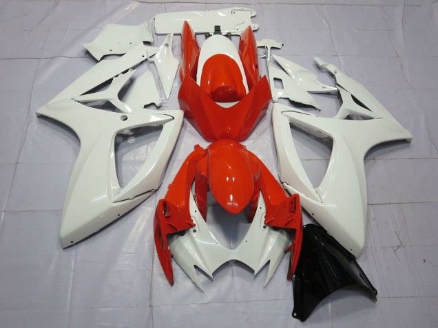 Orange and White 2006-2007 GSXR 600-750 Motorcycle Fairing Orange and White 2006-2007 GSXR 600-750 Motorcycle Fairing