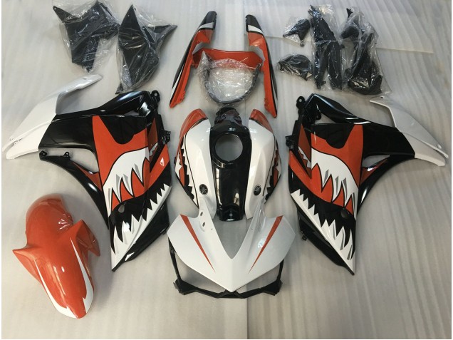 Orange and White Shark 2015-2018 R3 Motorcycle Fairing Orange and White Shark 2015-2018 R3 Motorcycle Fairing
