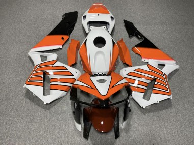 Orange and White Wings 2005-2006 CBR600RR Motorcycle Fairing