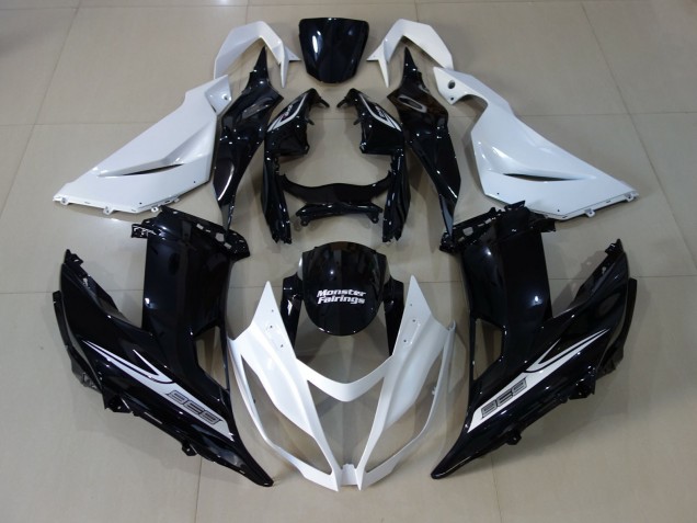 Pearl White and Black 2013-2018 ZX6R Motorcycle Fairing