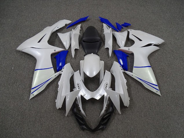 Pearl White and Dark Blue 2011-2024 GSXR 600-750 Motorcycle Fairing Pearl White and Dark Blue 2011-2024 GSXR 600-750 Motorcycle Fairing