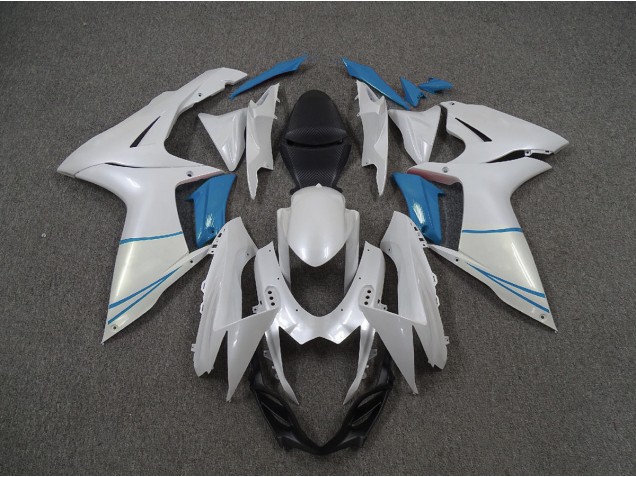 Pearl White and Light Blue 2011-2024 GSXR 600-750 Motorcycle Fairing Pearl White and Light Blue 2011-2024 GSXR 600-750 Motorcycle Fairing