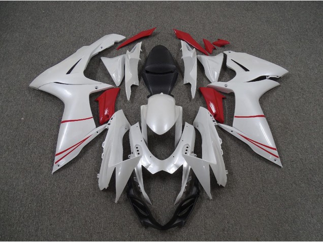 Pearl White and Red 2011-2024 GSXR 600-750 Motorcycle Fairing Pearl White and Red 2011-2024 GSXR 600-750 Motorcycle Fairing