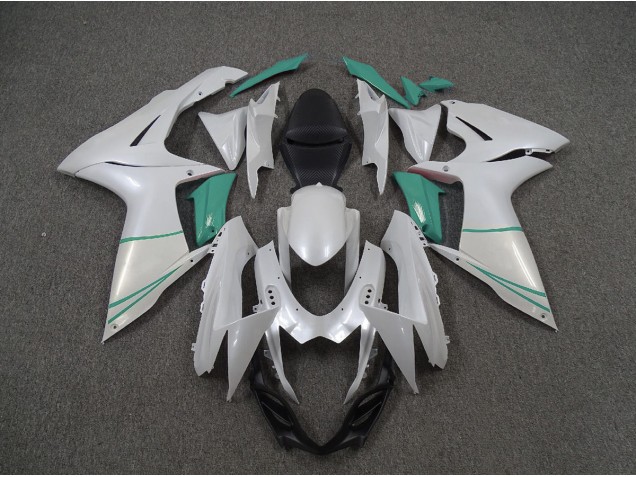 Pearl White and T Blue 2011-2024 GSXR 600-750 Motorcycle Fairing Pearl White and T Blue 2011-2024 GSXR 600-750 Motorcycle Fairing