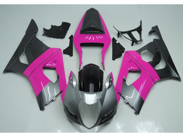 Pink Silver and Black 2003-2004 GSXR 1000 Motorcycle Fairing Pink Silver and Black 2003-2004 GSXR 1000 Motorcycle Fairing