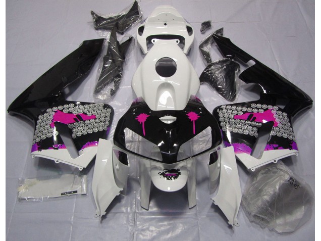 Pink Splatter on Gloss Black 2005-2006 CBR600RR Motorcycle Fairing Pink Splatter on Gloss Black 2005-2006 CBR600RR Motorcycle Fairing