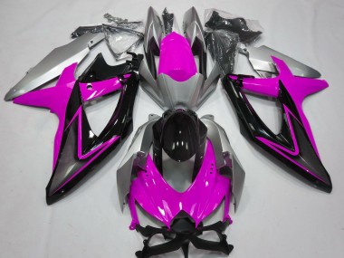 Pink and Silver 2008-2010 GSXR 600-750 Motorcycle Fairing