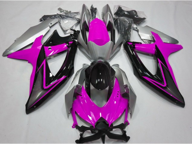 Pink and Silver 2008-2010 GSXR 600-750 Motorcycle Fairing Pink and Silver 2008-2010 GSXR 600-750 Motorcycle Fairing