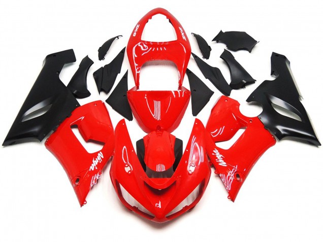 Plain Gloss Red White Decals 2005-2006 ZX6R Motorcycle Fairing Plain Gloss Red White Decals 2005-2006 ZX6R Motorcycle Fairing