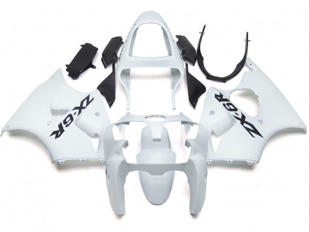 Plain Gloss White With Logo 2000-2002 ZX6R Motorcycle Fairing