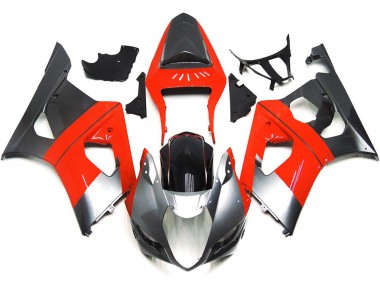 Plain Red and Silver 2003-2004 GSXR 1000 Motorcycle Fairing