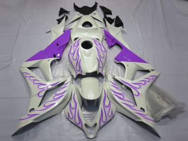 Purple Flame on White 2007-2008 CBR600RR Motorcycle Fairing